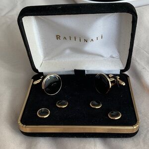 NWOT Vintage Raffinati Black and Gold Cufflinks & Studs